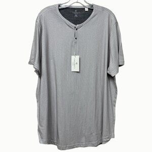 Con.Struct Taupe Woven Print Henley Short Sleeve Pullover Shirt Men’s XXXL NWT